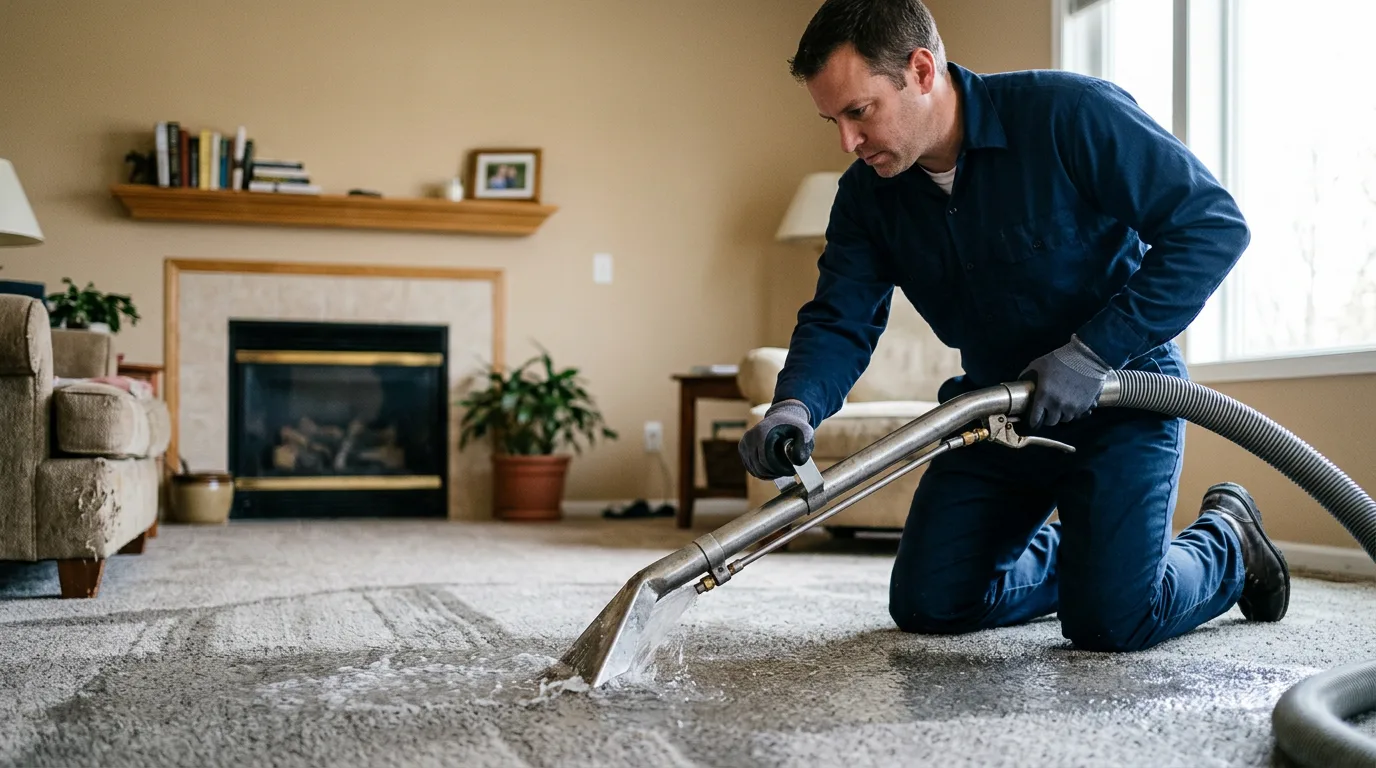 Water damage restoration technician working near Washburn, IL